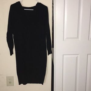 Black sweater dress with hoodie